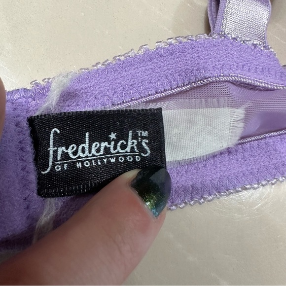 VTG Fredericks of Hollywood Purple Floral Mesh Bra Bralette - Picture 3 of 5
